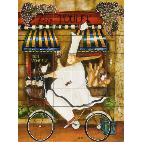 Tile Mural Kitchen Backsplash - Chef in Paris - by Jennifer Garant