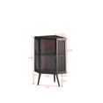 thumbnail image 4 of Modern Floor Corner Cabinet, Home Storage Organizer with Tempered Glass Door, Adjustable Shelf and 3 Meatal Legs for Bathroom, Living Room and Bedroom, Black, 4 of 8