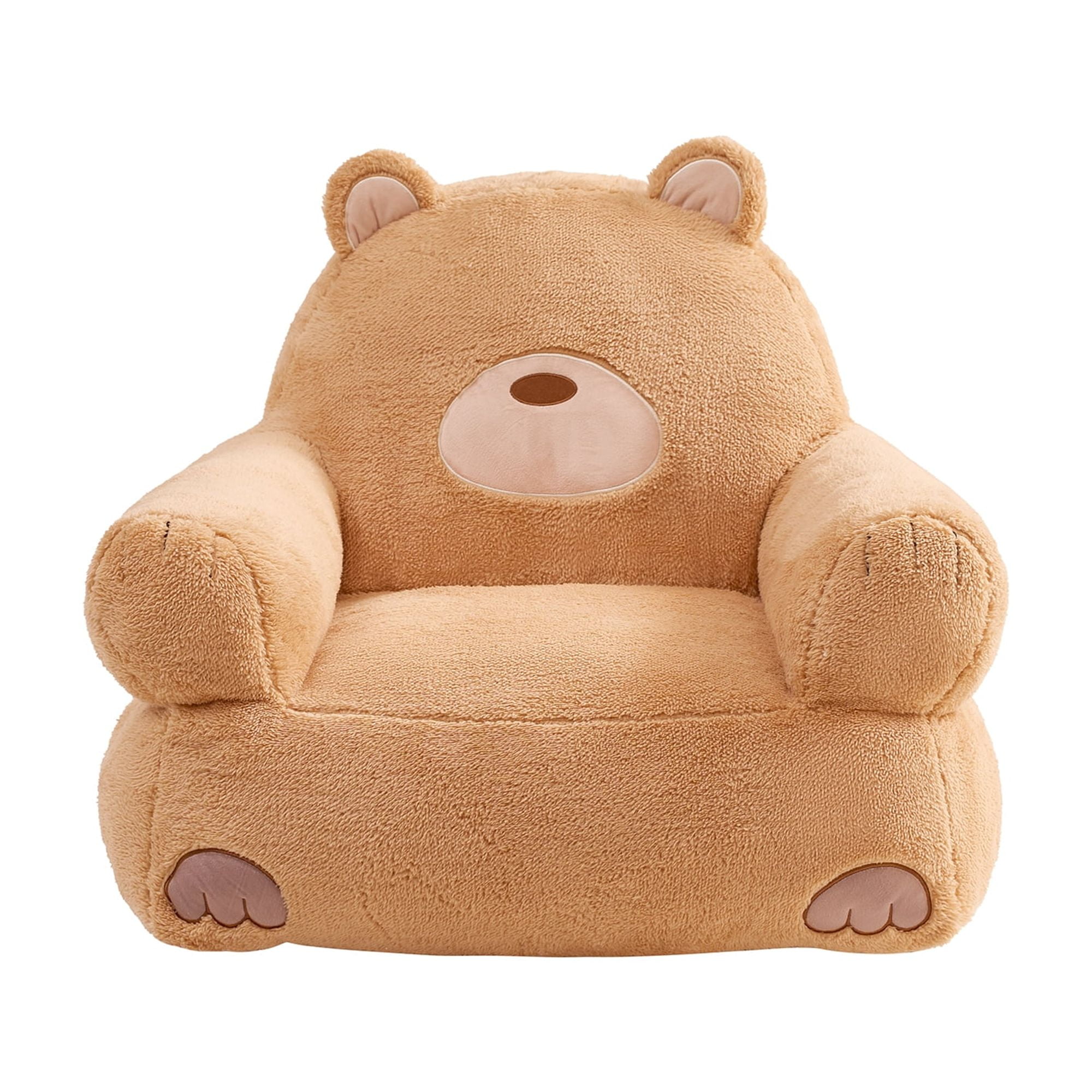 Lounge & Co KidsTeddy Bear Large Foam Filled Bean Bag Chair, Brown Plush, 25" W x 20" D x 23" H