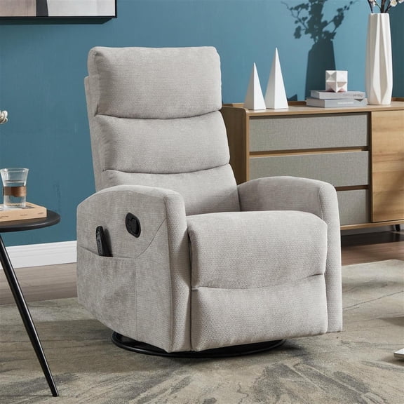 Spaco Dark Grey Fabric Manual Recliner - Rocker Swivel Heat Massage, for Living Room