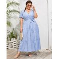 thumbnail image 5 of Plus Size Wedding Guest Maxi Dresses for Curvy Women, Summer Casual Floral Long Party Sundress with 3/4 Sleeve, 5 of 8
