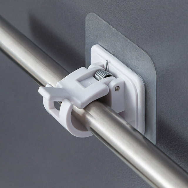 8 soportes para barra de cortina sin taladrar, ganchos autoadhesivos para barra de cortina, ganchos ajustables sin clavos para barra de cortina, perchas para baño y cocina (blanco)