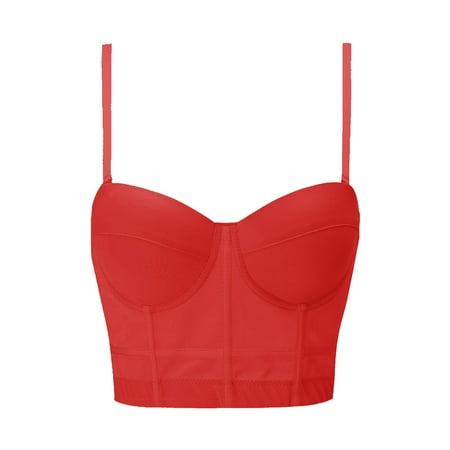 FUNUONY Push Up Bras for Women 2025 Trendy Women s Mesh Fishbone Underwear with Bottom Tank Top for Slim Underlay Bra Rd1 M