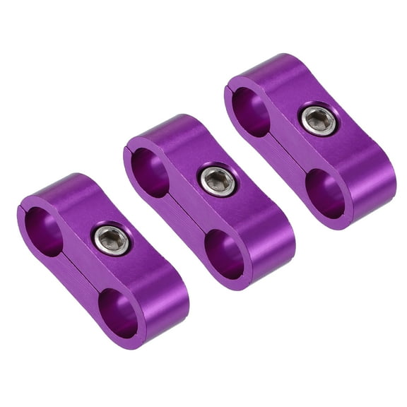 Unique Bargains 3pcs Car AN4 11mm Hose Separator Clamp Oil Line Brake Line Aluminum Alloy Fuel Line Bracket Purple