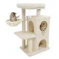thumbnail image 1 of Gymax 33.5'' Cat Tree w/ 2-Tier Condo Padded Plush Top Perch Sisal Scratching Posts Beige, 1 of 10