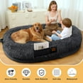 thumbnail image 4 of SWITTE Human Dog Bed for Adult, 71"x47"x13" Washable Large Human Size Dog Bed with Blanket for People Doze Off, Removable Giant Dog Bed with Pillow for Adult Pet - Dark Grey, 4 of 7