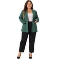 thumbnail image 3 of DARING DIVA Women's Plus Button Down Notched Lapel Office Jackets Blazer Dark Green 1X, 3 of 6