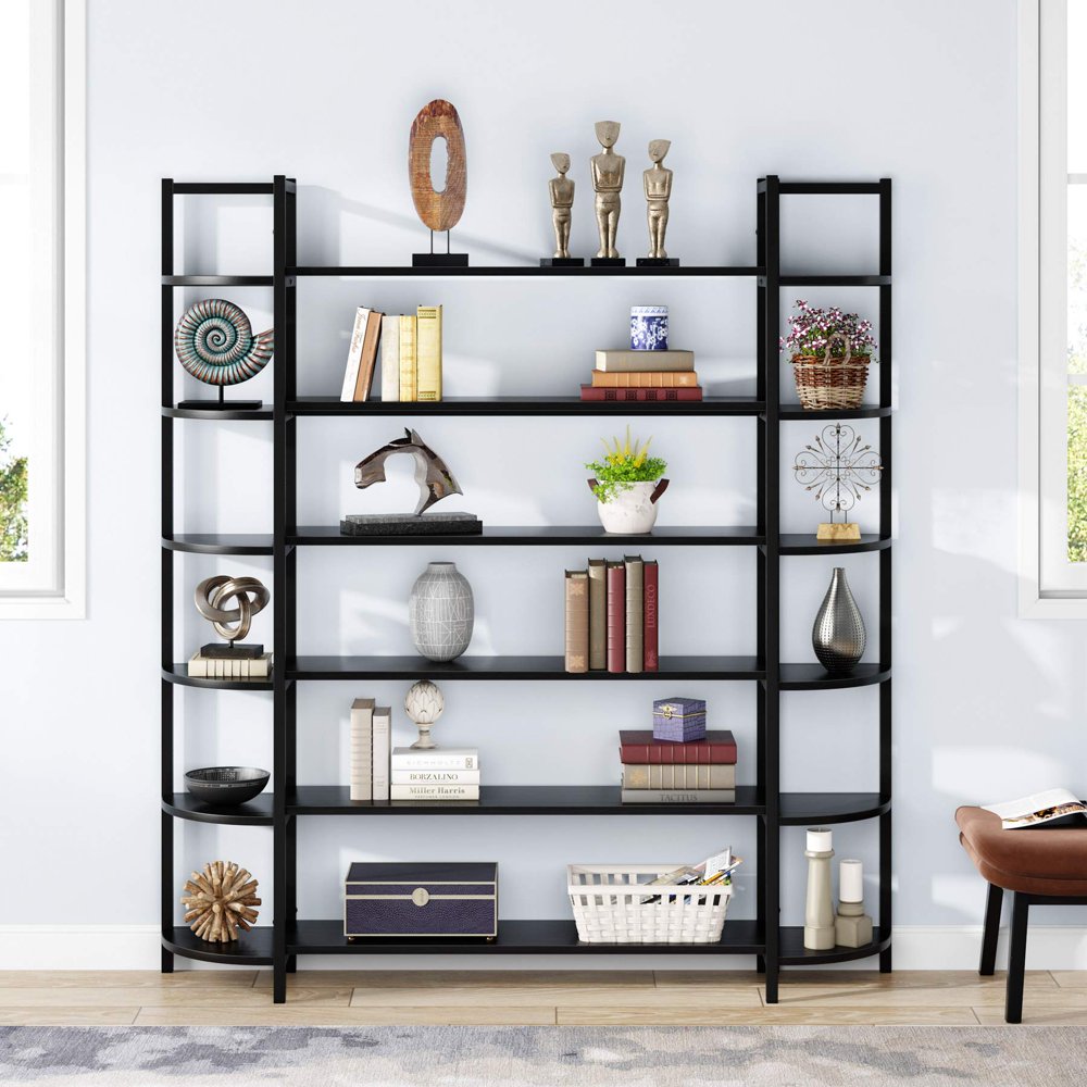 Tribesigns Triple Wide 6Tier Bookshelf, Large Etagere Bookcase
