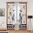 thumbnail image 2 of Kitchen Curtains 84 Inch Length 2 Panels, Vintage Gnomes Grommets Window Treatment Curtain, Black Red Checkered Retro Art Thermal Curtains Drapes for Living Room/Bathroom, 2 of 9