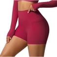 thumbnail image 2 of HAOTAGS Women's Yoga Shorts,High Waist Breathable Quick-Dry Slim Shorts Red M, 2 of 9