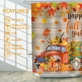 thumbnail image 3 of Fall Shower Curtain, Pumpkins Shower Curtain for Bathroom, Happy Fall Yall Harvest with Maple Leaves Waterproof Bath Curtain with Hooks for Home, 72x72 Inches, 3 of 5
