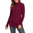 thumbnail image 2 of PrettyGuide Women's Tunic Sweater Cable Knit Mock Neck Pullover Long Sweater Tops, 2 of 5