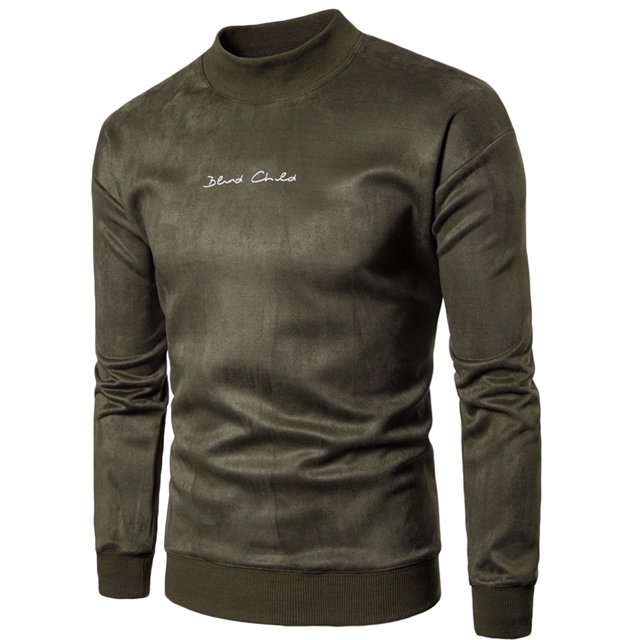 Hombres Casual Moda sólida Cuello redondo Jersey Espesar Blusa de manga larga Pompotops oipoqjl18819