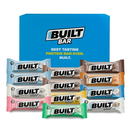 BUILT Bar Protein Bar, Gluten Free, Low Sugar, Variety Pack, 12 Bar Box