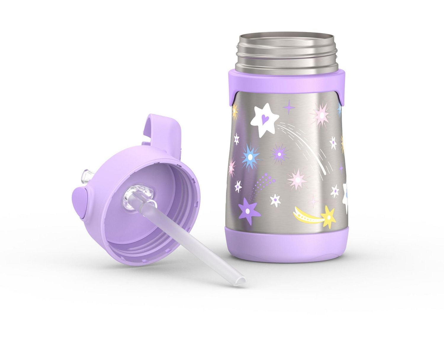 Thermos Baby Vacuum Insulated Stainless Steel 10 oz Straw Bottle, Stars