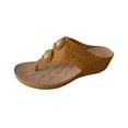 thumbnail image 2 of Women's Plus Size Summer Casual Solid Color Flip-flops Beach Wedge Toe Fish Mouth Sandals Summer Sandals for Women Brown 43, 2 of 8