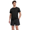 thumbnail image 7 of MIER Mens Short Sleeve Workout Shirt, Quick Dry Moisture Wicking Gym T-Shirt, Crew Neck, Black, Size L, 3-Pack, 7 of 7
