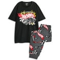 thumbnail image 1 of Hot Wheels Mens Black Short Sleeve Long Leg Pyjama Set, 1 of 7