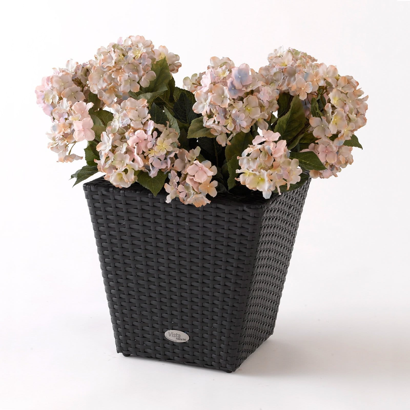 Flowerpot Graphite 5 Sizes Rattan Effect Flower Pot Square Plant Pot 