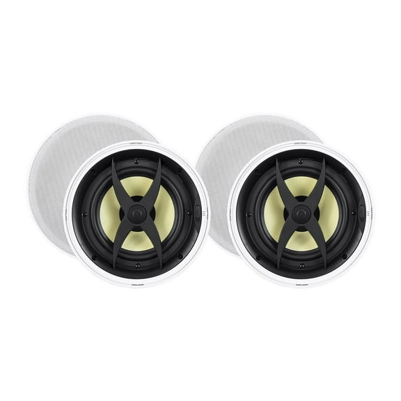 Monoprice 2 Way In-Ceiling Speakers - 8 Inch (Pair) With Aramid Fiber And Titanium Silk Drivers - Caliber Slim Series