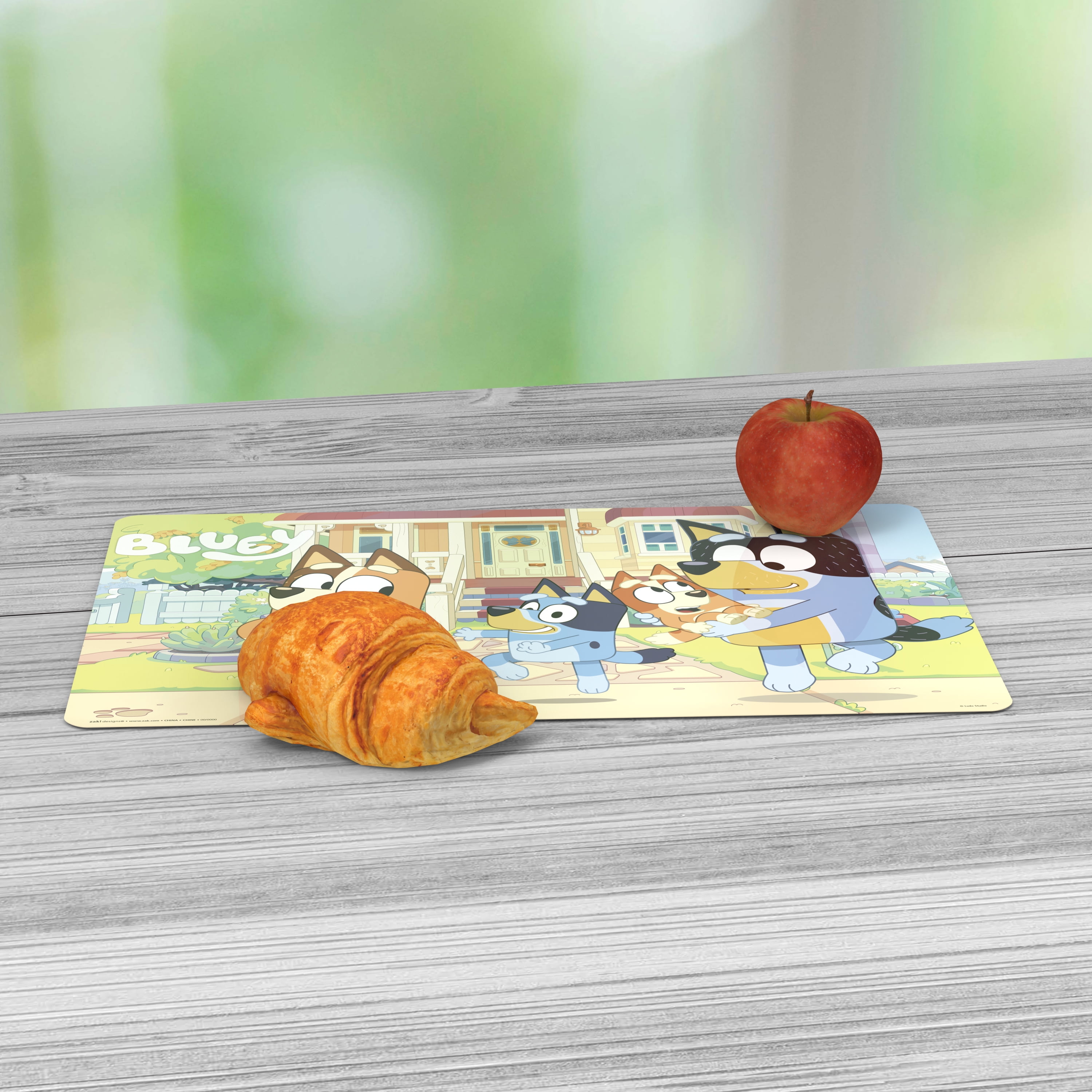 (2 pack) Zak Designs 11.8" x 17.6" Bluey Reusable Kids Plastic Placemat, Bandit, Bluey and Friends