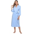 thumbnail image 5 of Doaraha Cotton Robe Women Lightweight Spa Shower Night Bathrobe Long Sleeve Knit Soft Kimono Sleepwear Ladies Loungewear, 5 of 10