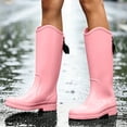 thumbnail image 5 of FRSASU Women's Knee‑High Waterproof Rain Boots Tassel Decor Matte Tall Boots Non‑Slip Sole for Rainy Days & Daily Wear Pink, 5 of 8