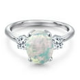 thumbnail image 3 of Gem Stone King 2.36 Ct Oval Cabochon White Simulated Opal White Topaz 925 Sterling Silver Ring, 3 of 6