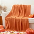 thumbnail image 3 of Burnt Orange Throw Blanket for Couch Bed,Fall Throws with Tassels,Halloween Blanket,50"x60", 3 of 9