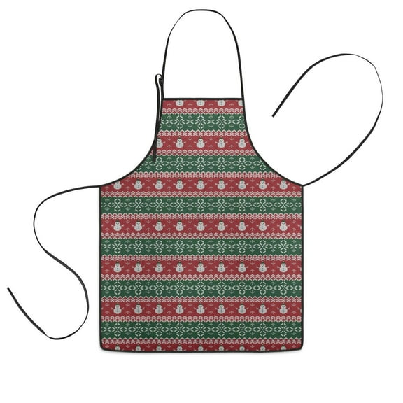 Red and Green Christmas Snowman Pattern Kids Aprons for Girls and Boys,Adjustable Neck Strap Toddler Aprons for Kids Cooking Baking