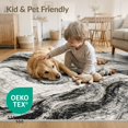thumbnail image 4 of ODIKA 9'x12' Washable Area Rug Swirl Veined Flow Streaks Symmetrical Motif Vein Border Abstract Flowing Dynamic for Dining Room, Basement, Large Office, Non-Slip Chair-Friendly, 4 of 7