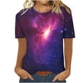 thumbnail image 4 of Womens Galaxy Graphic T-shirt Fashion Summer Tops Dressy Casual Crewneck Short Sleeve Shirts Going Out Workout Outfit Spring Sky Print Tshirts Trendy Basic Tees Clothes 2025, 4 of 5