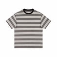 thumbnail image 5 of Mens Polos Shirts Lightweight Striped Crew Neck Short Sleeve In A Sporty Style Plus Size Mens Clothing,Khaki,S, 5 of 5