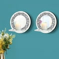 thumbnail image 4 of Set of 2 Crystal Crush Diamond Candle Sconces, Gorgeous Silver Mirrored Wall Sconce, Candle Holder Glass Wall Decorations for Home Décor, Living Room, Dining Room.Round, 4 of 14
