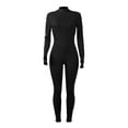 thumbnail image 4 of Women's Long Sleeve Zippered Sports Jumpsuit - Stand Collar, Solid Color, Fashionable & Functional (Size S-XXL), 4 of 5