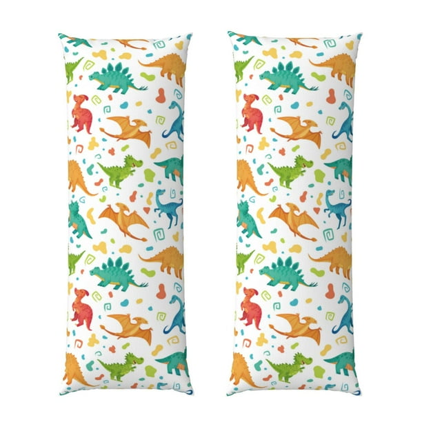 Balery Dinosaur Funda Protectora para Almohada Corporal de Algodón Hipoalergénico con Cierre(55 x 21 pulgadas), Almohadas No Incluidas