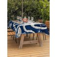 thumbnail image 3 of Outdoor Table Cloth with Umbrella Hole and Zipper, Beige Octopus Coastal Waterproof Rectangle Tablecloth 54"x80", Navy Blue Nautical Ocean Coral Washable Table Cover for Outside Party Patio Picnic, 3 of 8