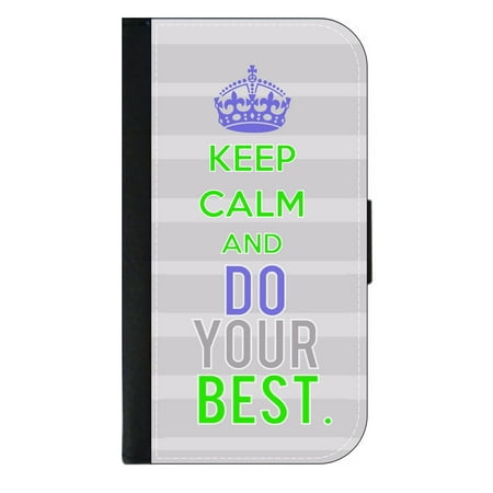 Keep Calm and Do Your Best - Wallet Style Cell Phone Case with 2 Card Slots and a Flip Cover Compatible with the Standard Apple iPhone X - iPhone 10