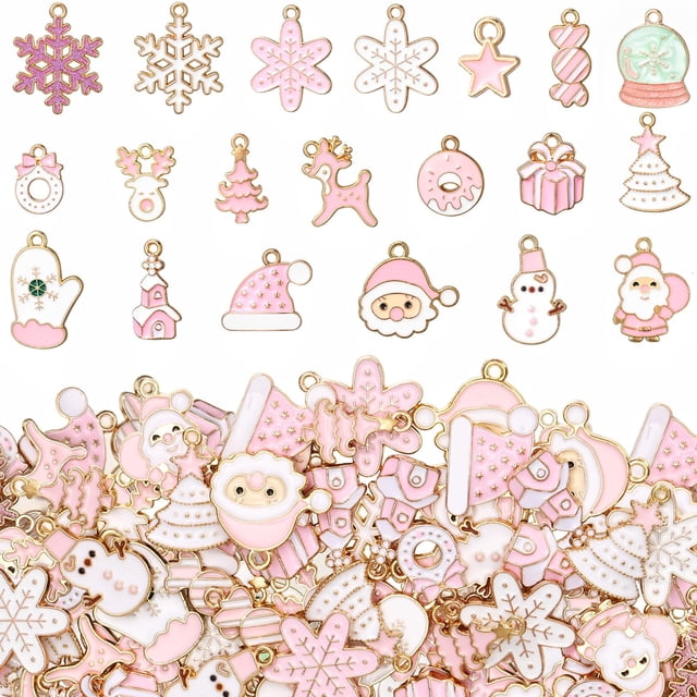 Encantos Navideños Misdary Rosa 100 Piezas para Fabricación de Joyería