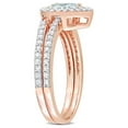 thumbnail image 2 of 2/5 Carat (Ctw) Aquamarine with Diamonds 1/3 Ring Set in 10K Pink Gold for Women, 2 of 7