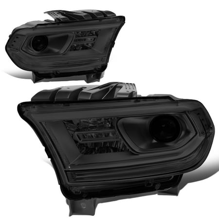 For 2014 to 2019 Dodge Durango Pair Factory Style Projector Headlight Lamp w/ LED Side Marker Light Smoked Housing Clear Corner 15 16 17 18