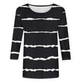 thumbnail image 4 of Scyoekwg Womens Long Sleeve Tops Dressy Cewneck Three Quarter Length Sleeve Blouse Loose Lightweight Striped Print Graphic Tee Fall Clothes Casual Vintage Blouses, 4 of 4