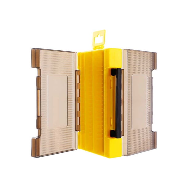 Wosthever Caja de pesca, caja de almacenamiento para cebo, accesorios para señuelos, organizador de compartimentos dobles, anzuelo transparente, Pescar Pequeño Amarillo
