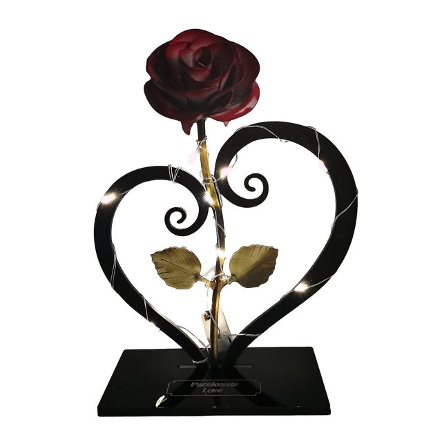 Lámpara de mesa con forma de corazón de rosa de metal con lámpara Regalo del día de San Valentín (a)
