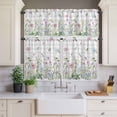 thumbnail image 4 of 3 Piece Kitchen Curtains and Valances Set Flower Grey Cafe Curtains 36 Inch Length Blue Pink Plaid Wildflower Botanical Country Valance & Tier Curtain for Living Room Bedroom Window 54"x18"+27"x36"*2, 4 of 6