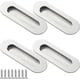 thumbnail image 1 of 4 Pieces Sliding Door Handles Oval Recessed Handle Shell Handle Stainless Steel Flush Door Handle with Screws for Cabinets Sliding Doors Silver, 1 of 5