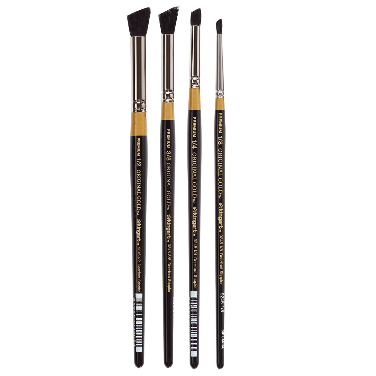 Original Gold&reg; 9245 Russian Fitch Deerfoot Stippler Series, Set of 4 Sizes (1/8, 1/4, 3/8, 1/2)