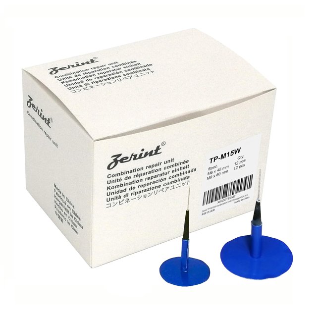Kit de unidad de reparación combinada Zerint Tp-M15W, kit de parche de reparación de neumáticos, vástago envuelto de 1/4"" x 1 3/4"" y 3/8" x 2 3/8"", 12 piezas cada uno