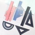 thumbnail image 1 of Juego de regla de dibujo de aleación de aluminio - Kit de regla metálica de 4 piezas con filo recto, reglas triangulares y transportador para geometría, dibujo y medición, 1 of 6