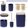 thumbnail image 3 of Bathroom Accessories Set - Unbreakable Navy Blue Bathroom Set, Trash Can, Toilet Brush with Holder, Soap Dispenser, Toothbrush and Toothpaste Holder, Tumbler Cup, Soap Dish, Qtip Holder, Bamboo Decor, 3 of 12